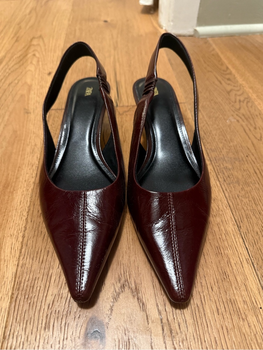 Zara Burgundy Slingback Kitten Heels